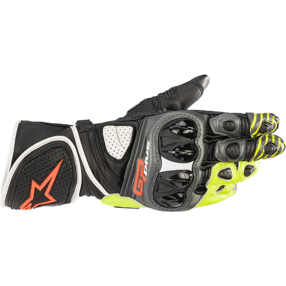 ALPINESTARS GP Plus R v2 Gloves - Metallic Gray/Black/Fluo Yellow/Fluo Red - 3XL 3556520-9135-3X