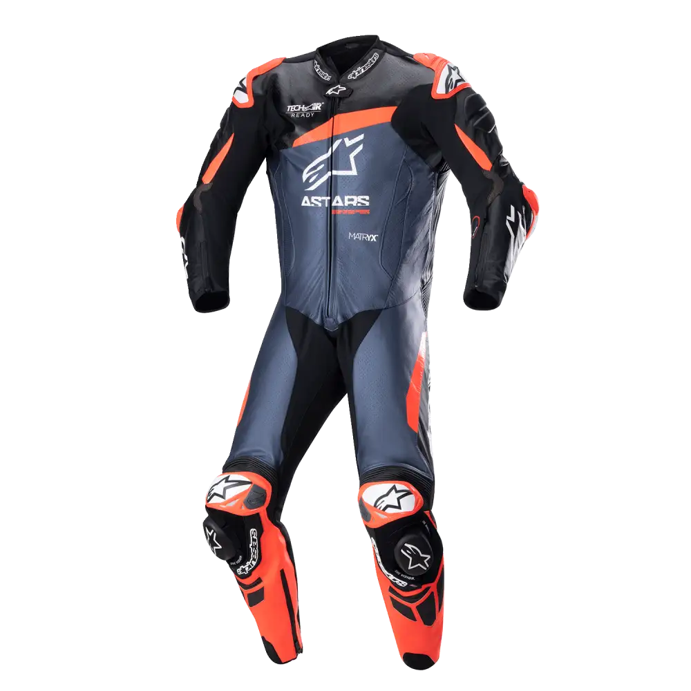 Alpinestars GP Plus v4 Leather Suits - Black/Red Fluo/Blue / US 38 / EU 48 - Street Apparel Group