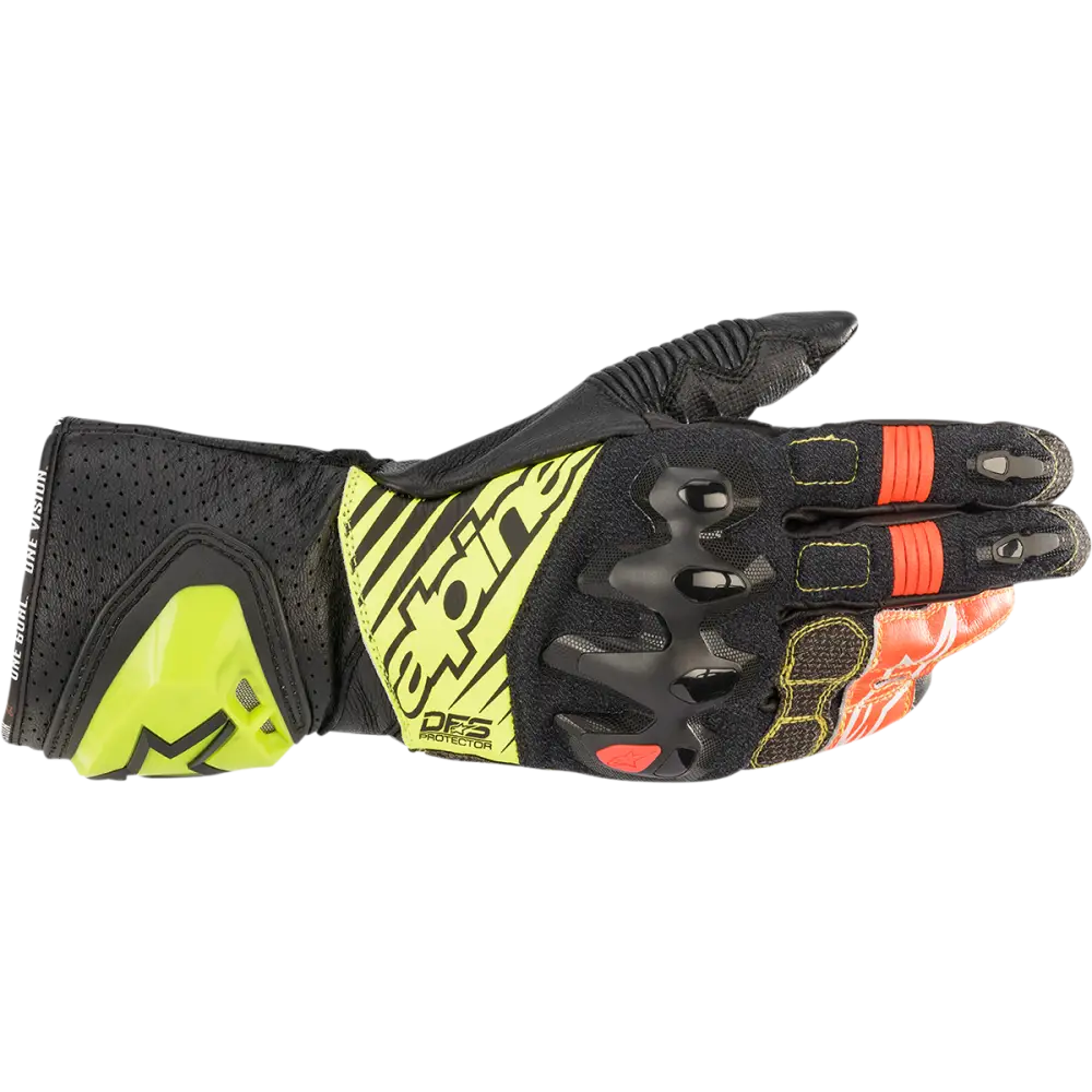 Alpinestars GP Tech V2 S Gloves - Black/Fluo Yellow/White/Fluo Red / Small