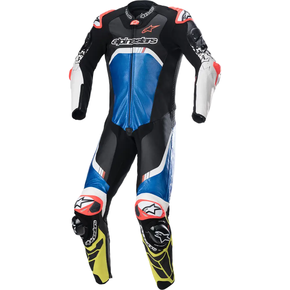 ALPINESTARS GP Tech v4 Leather Suit - Black/Blue/Yellow Fluorescent - US 38 / EU 48 3156822-1075-48