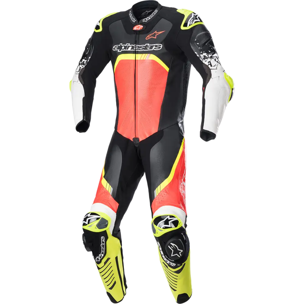 ALPINESTARS GP Tech v4 Leather Suit - Black/Red/Yellow Fluorescent - US 38 / EU 48 3156822-1355-48