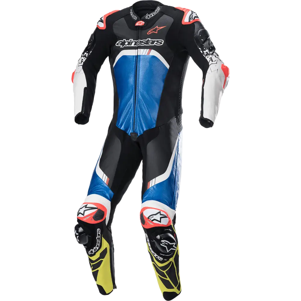 Alpinestars GP Tech v4 Leather Suits - Black/Blue/Yellow Fluorescent / US 40 / EU 50 - Street Apparel Group