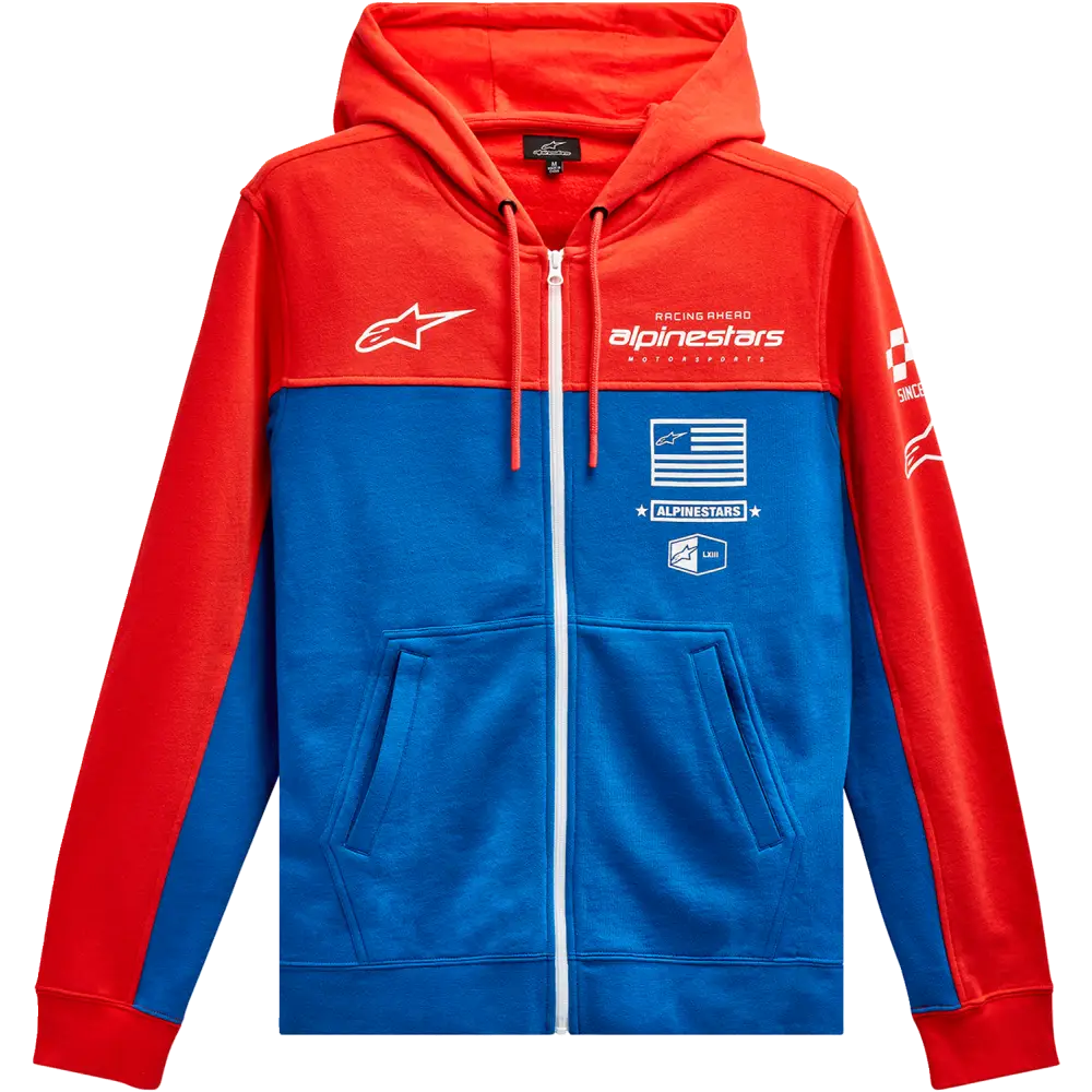 ALPINESTARS H Block Hoodie - Warm Red/Bright Blue - Large 1213510703171L