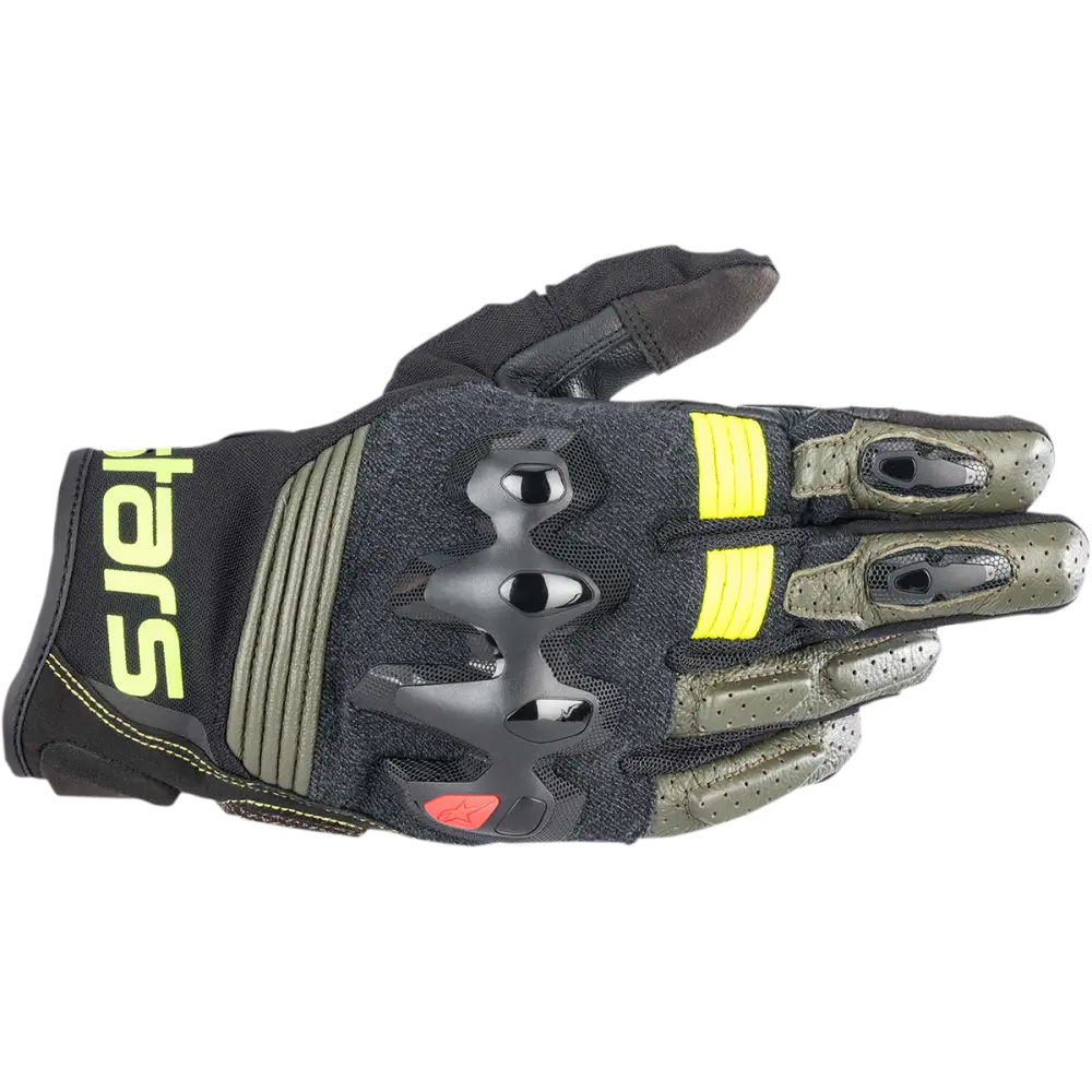ALPINESTARS Halo Gloves - Forest Black/Fluo Yellow - 2XL 3504822-6085-2X