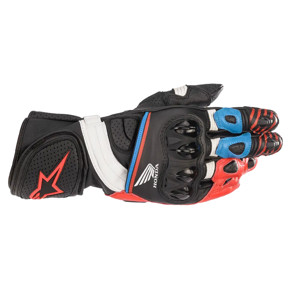 ALPINESTARS Honda GP Plus R v2 Gloves - Black/Bright Red/Blue - Small 3556321-1317-S