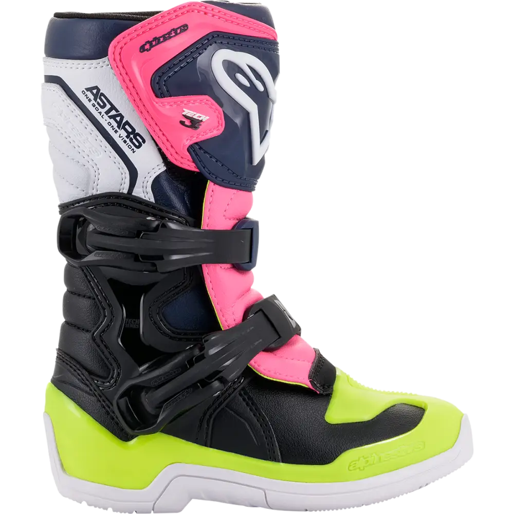 ALPINESTARS Kids Tech 3S Boots - Black/Blue/Pink/Yellow - US 11 2014518-1176-11