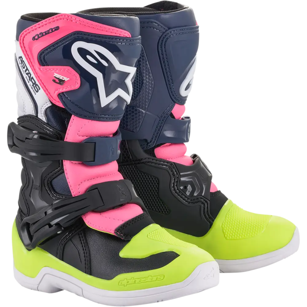 ALPINESTARS Kids Tech 3S Boots - Black/Blue/Pink/Yellow - US 13 2014518-1176-13