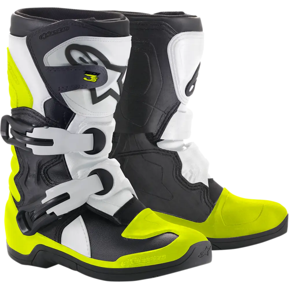 ALPINESTARS Kids Tech 3S Boots - Black/White/Yellow - US 10 2014518-125-10