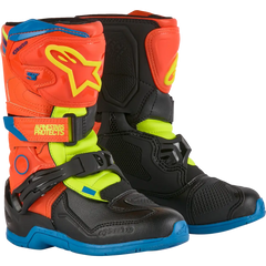 ALPINESTARS Kids Tech 3S Boots - Fluorescent Orange/Fluorescent Yellow/Blue - US 12 2014524-4755-12