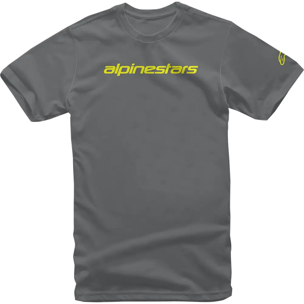 ALPINESTARS Linear Wordmark T-Shirt - Charcoal/Fluorescent Yellow - XL 1212720201852XL