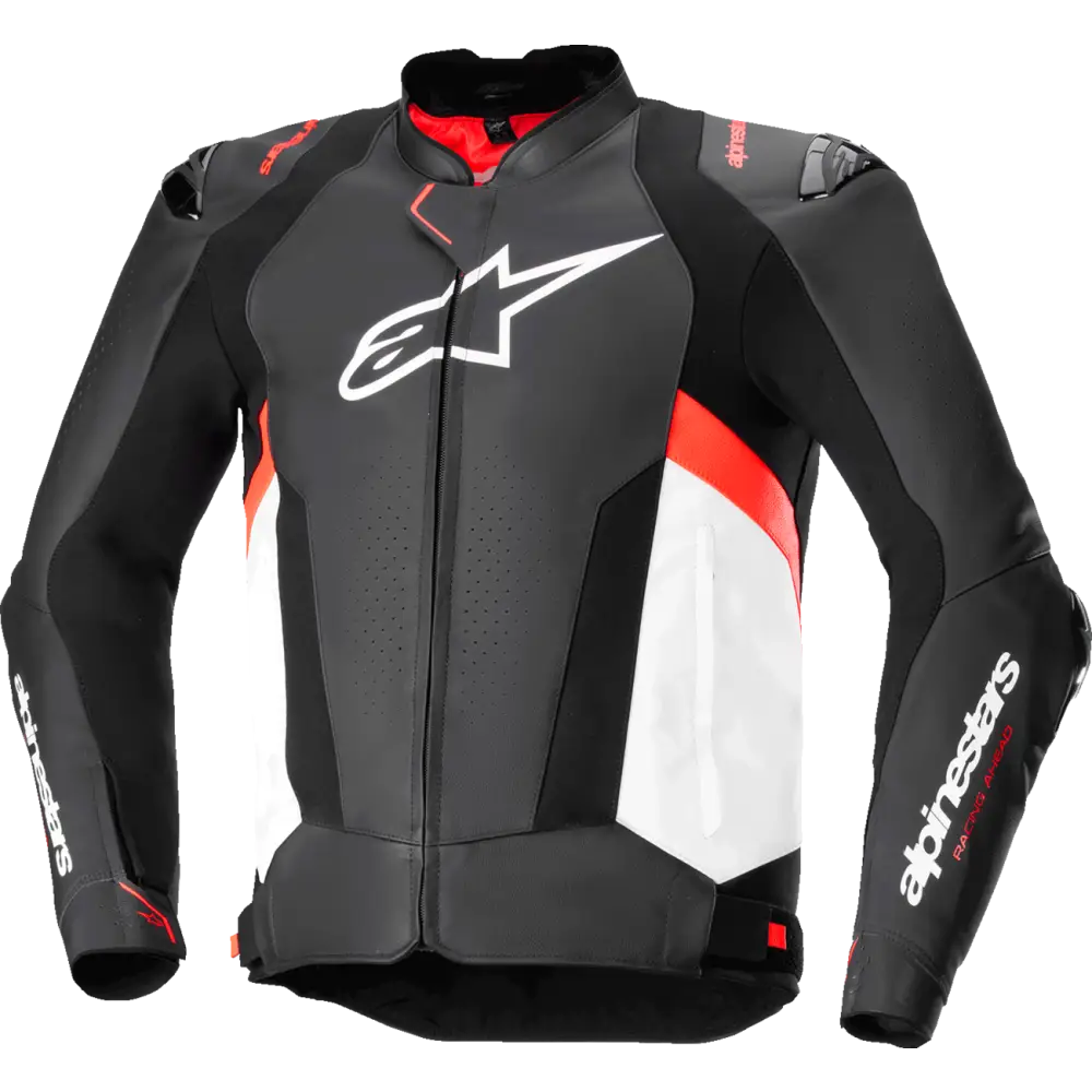 ALPINESTARS Missile v3 Leather Jacket - Black/White/Red Fluo - US 40 / EU 50 3100125-1231-50