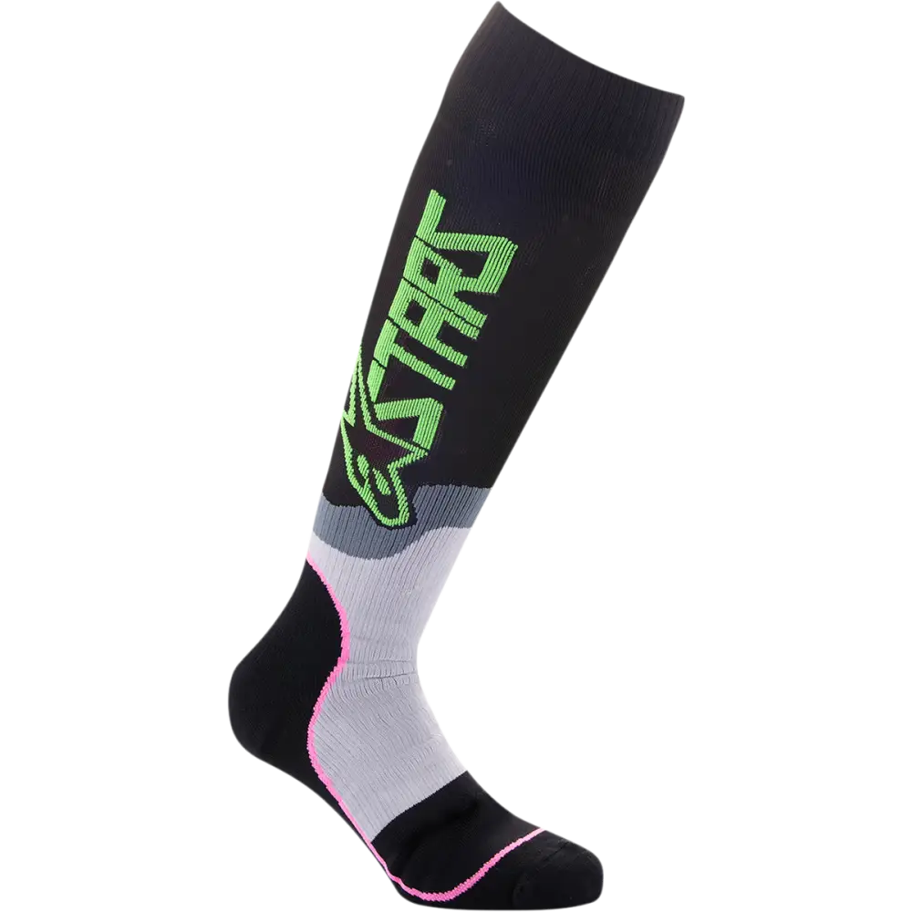 ALPINESTARS MX Plus-2 Socks - Black/Green/Neon/Pink Fluorescent - Medium 4701920-1669-M