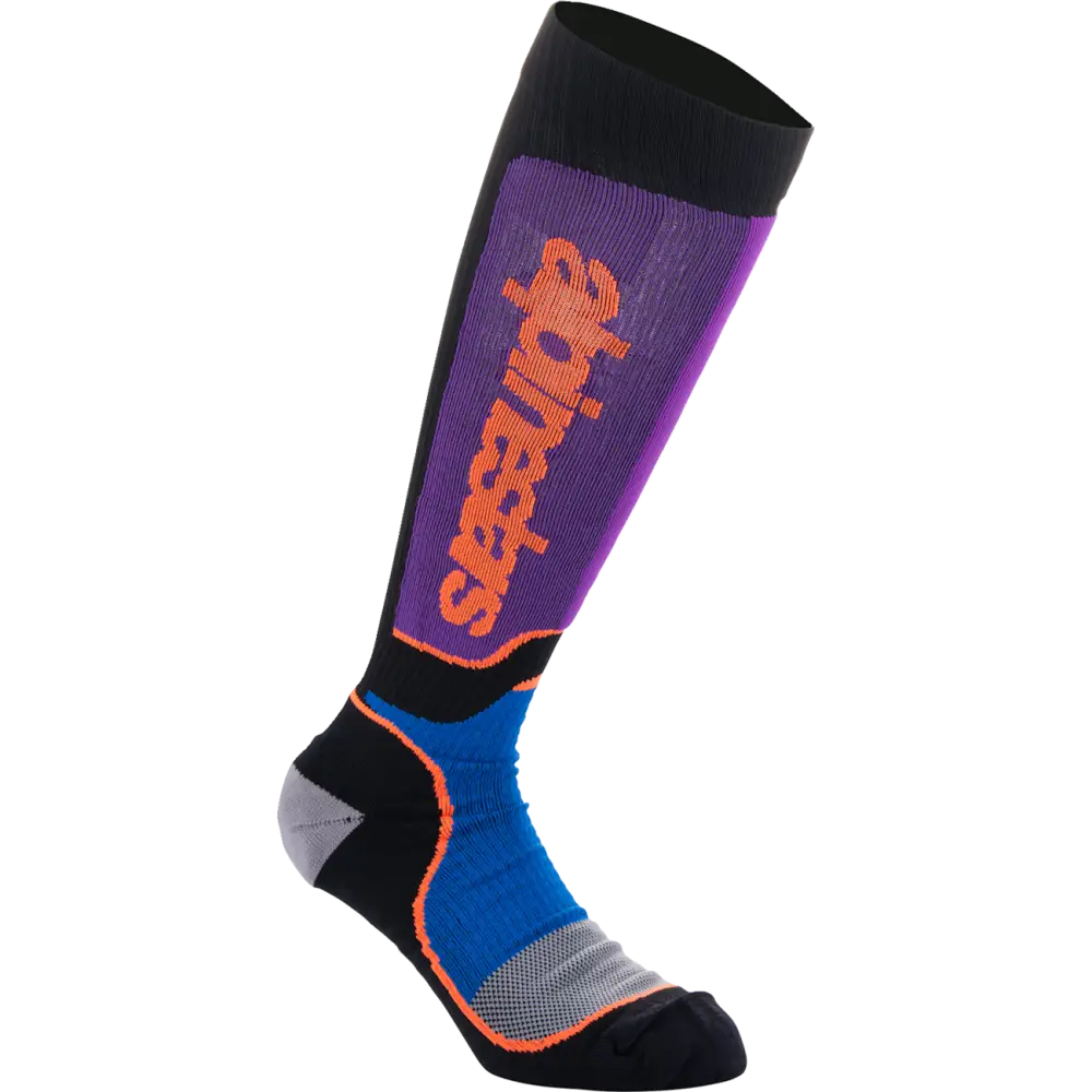 ALPINESTARS MX Plus Socks - Black/Purple/Blue/Orange - Medium 4702324-1246-M