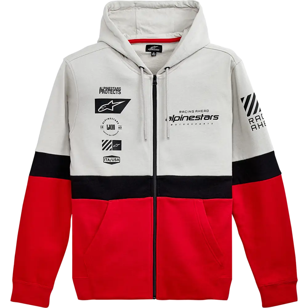ALPINESTARS Position Zip Hoodie - Silver/Black/Red - 2XL 12125302210962X