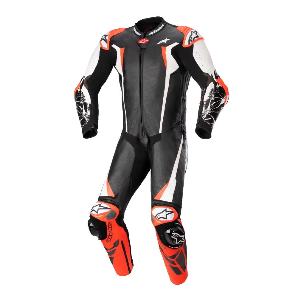 ALPINESTARS Racing Absolute v2 1-Piece Leather Suit - Black/White/Red Fluo - US 44 / EU 54 3156323123154