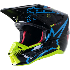 ALPINESTARS SM5 Helmet - Action - Gloss Black/Blue/Fluo Yellow - Small 8306122-1757-SM