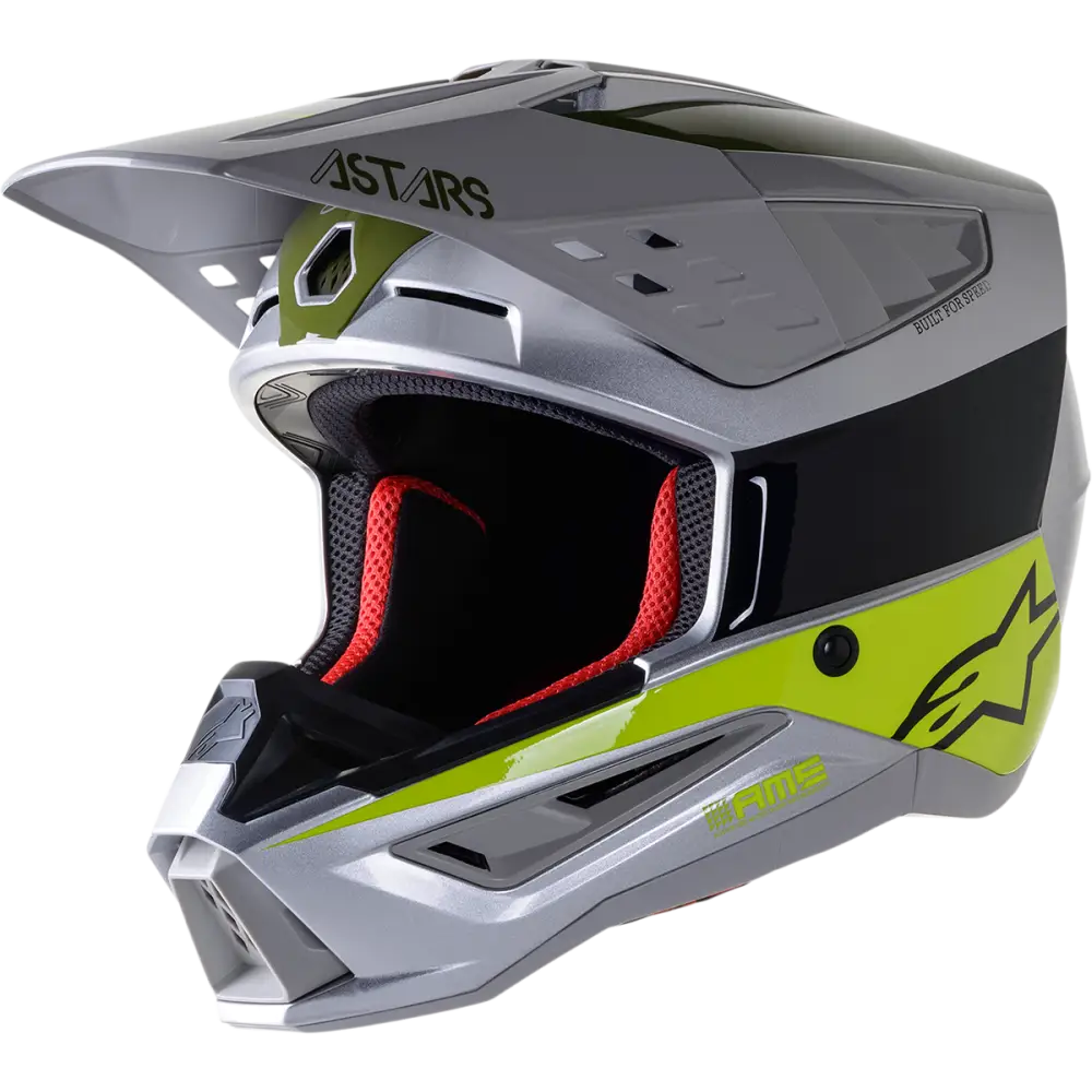 ALPINESTARS SM5 Helmet - Bond - Silver/Yellow/Green - Medium 8303522-1956-MD