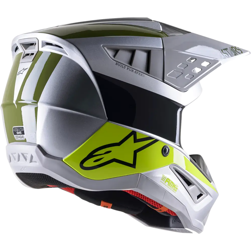ALPINESTARS SM5 Helmet - Bond - Silver/Yellow/Green - Medium 8303522-1956-MD