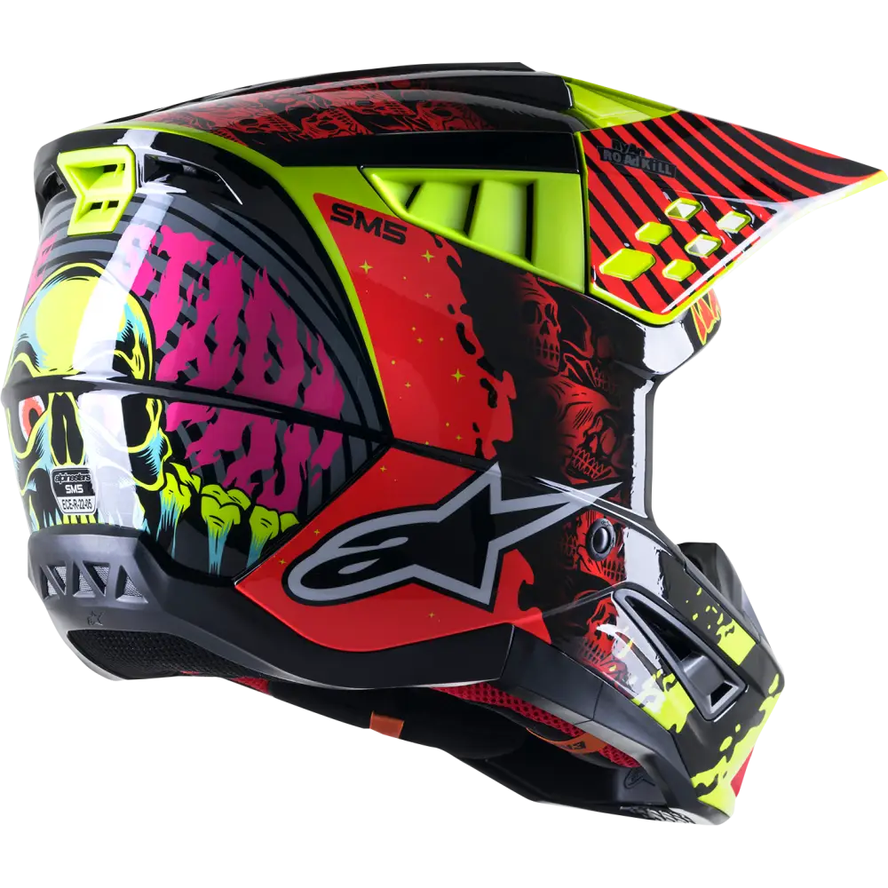 ALPINESTARS SM5 Helmet - Solar Flare - Gloss Black/Red/Yellow - XS 8305822-1355-XS
