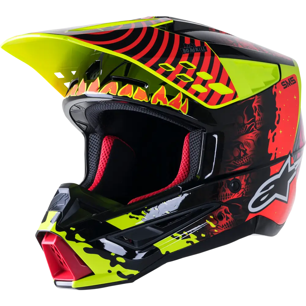 ALPINESTARS SM5 Helmet - Solar Flare - Gloss Black/Red/Yellow - XS 8305822-1355-XS