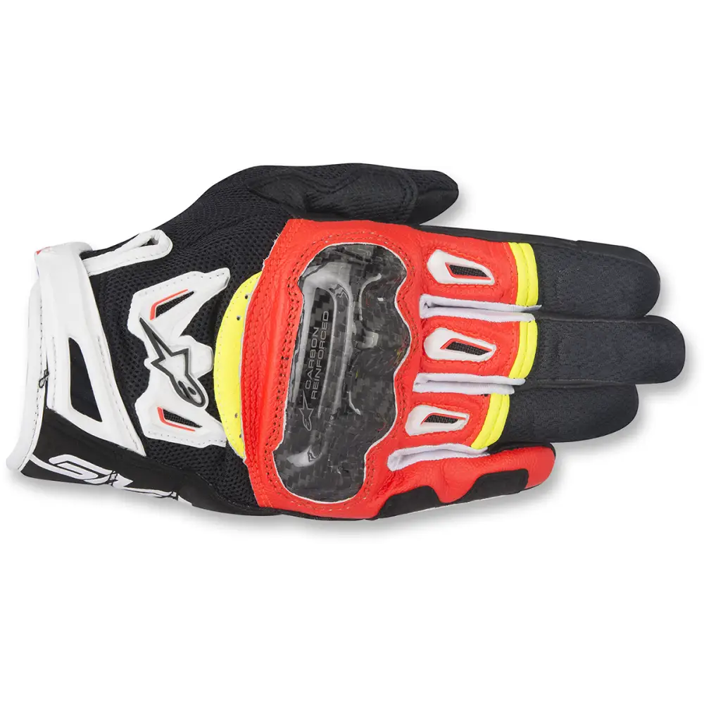 ALPINESTARS SMX-2 Air Carbon V2 Gloves - Black/Fluo Red/White/Fluo Yellow - Small 3567717-1325-S