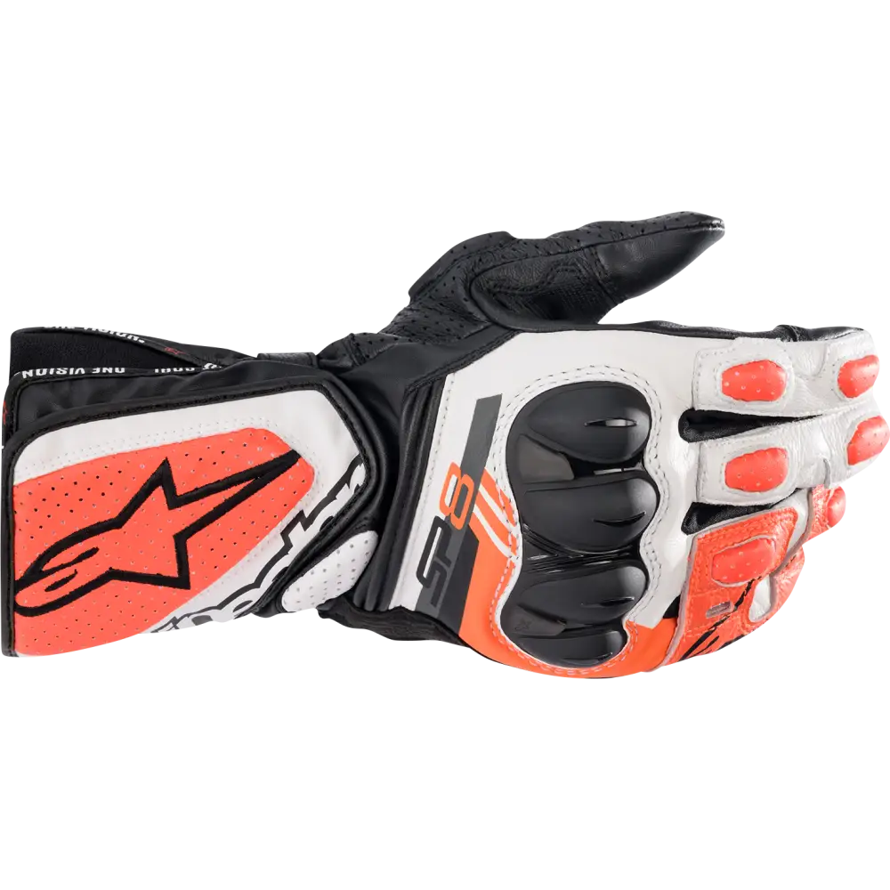 Alpinestars SP-8 V3 Gloves - Black/White/Fluo Red - 3XL - Glove Group