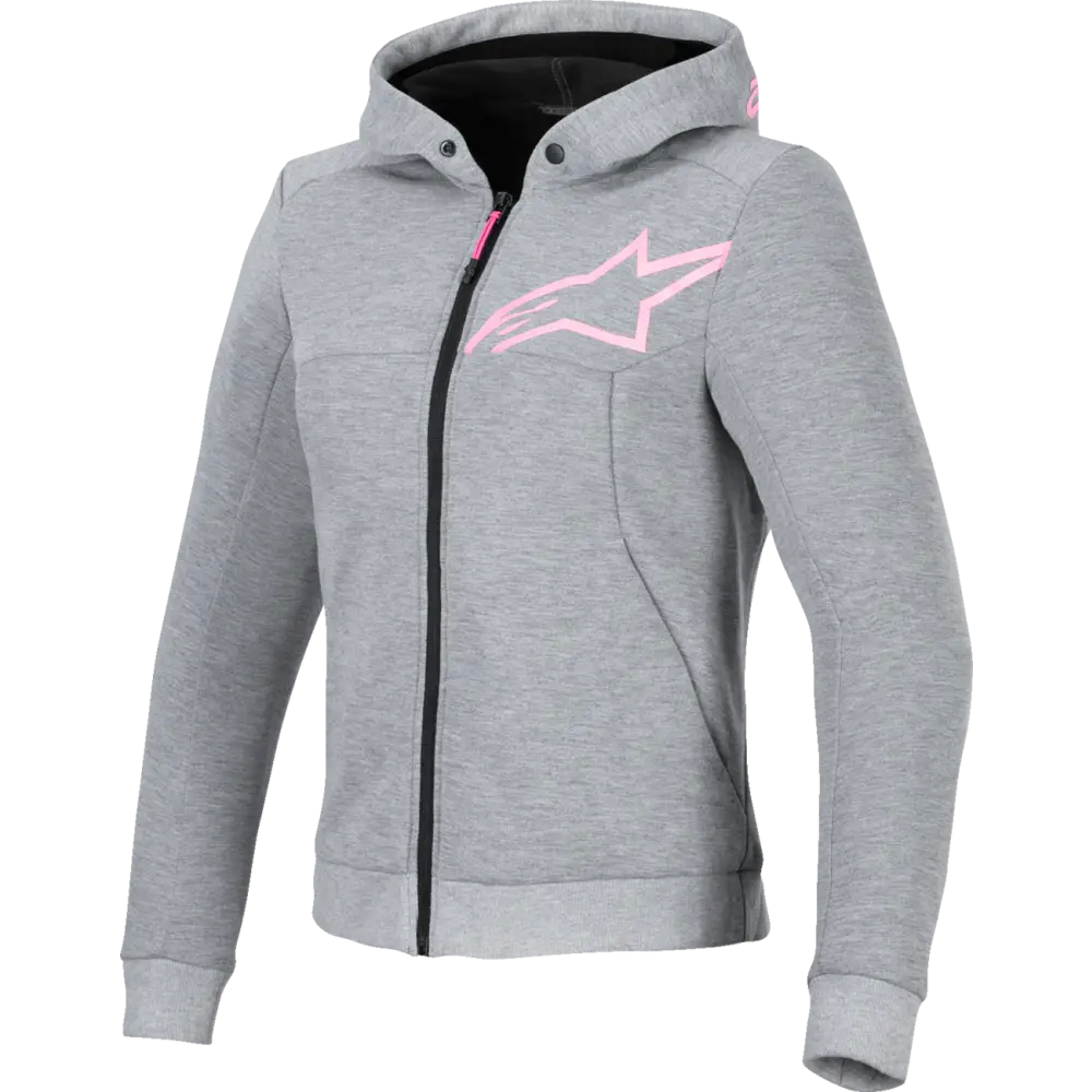 ALPINESTARS Stella Chrome v2 Sport Hoodie - Heather Gray/Fluo Pink - Large 4210225-9197-L