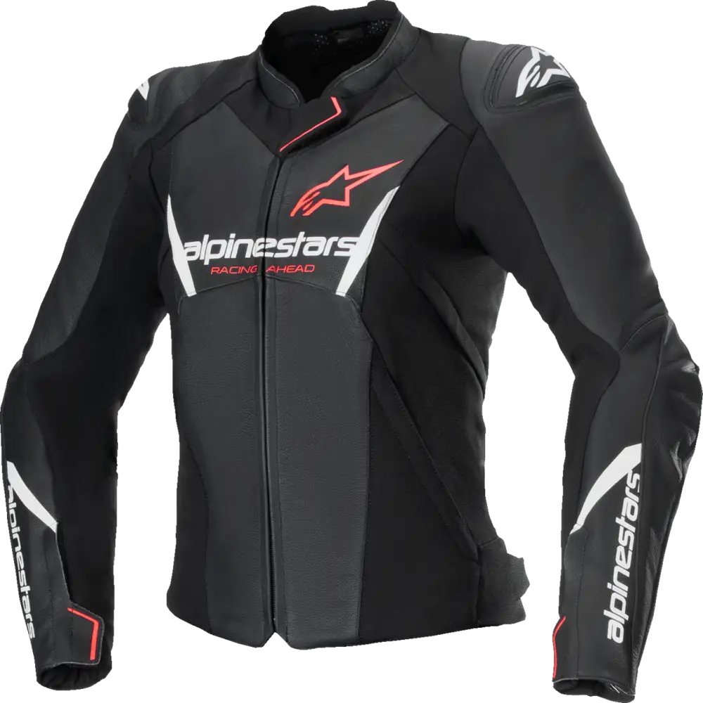 Alpinestars Stella Faster v3 Leather Jacket - Black/Black & Black/White Fluo/Coral - Black/White Fluo/Coral / US 2 / EU