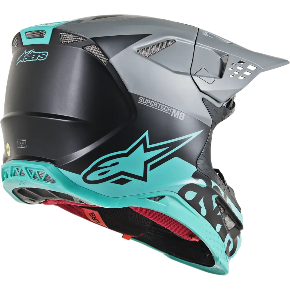 ALPINESTARS Supertech M8 Helmet - Radium - MIPS? - Black Matte/Mid Gray/Teal - 2XL 8301519-1306-2X