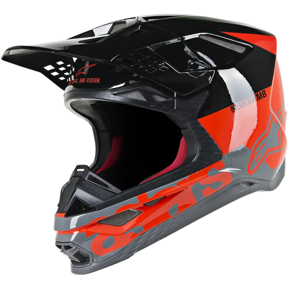 ALPINESTARS Supertech M8 Helmet - Radium - MIPS? - Red Fluo/Black/Mid Gray Glossy - XS 8301519-3183-XS