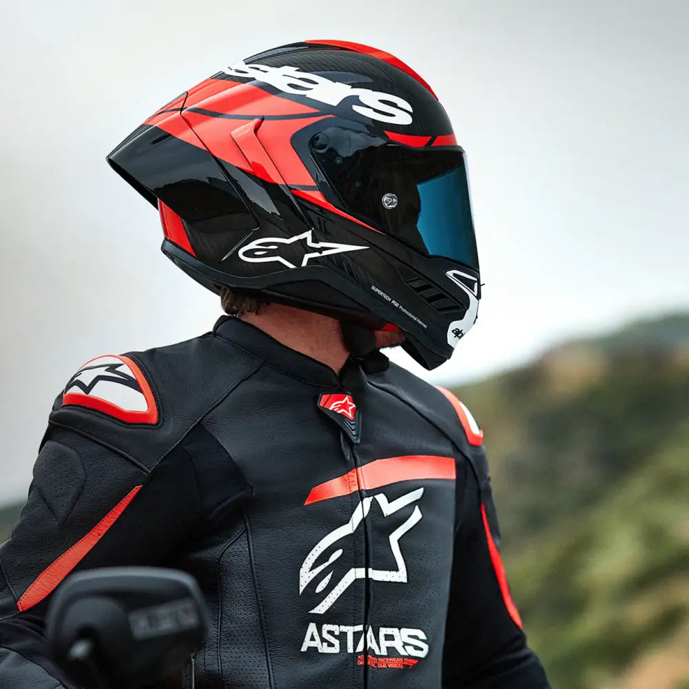 Alpinestars Supertech R10 Helmet & Spoiler - Element - Carbon/Red/White