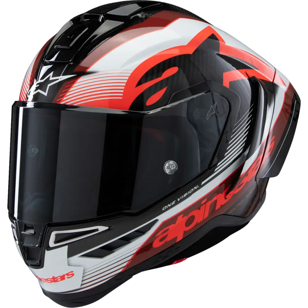 ALPINESTARS Supertech R10 Helmet - Team - Black/Carbon Red/Gloss White - Small 8200224-1352-S