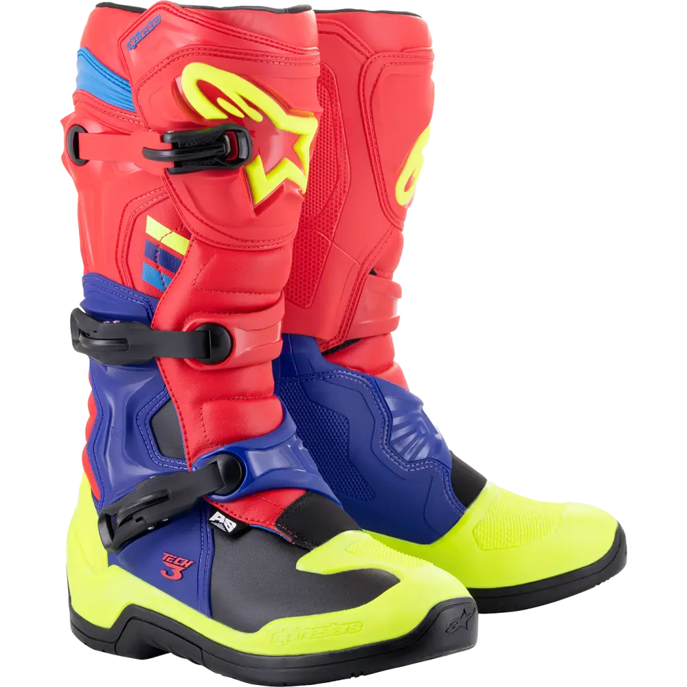 ALPINESTARS Tech 3 Boots - Red/Blue/Yellow Fluorescent - US 14 2013018-3375-14