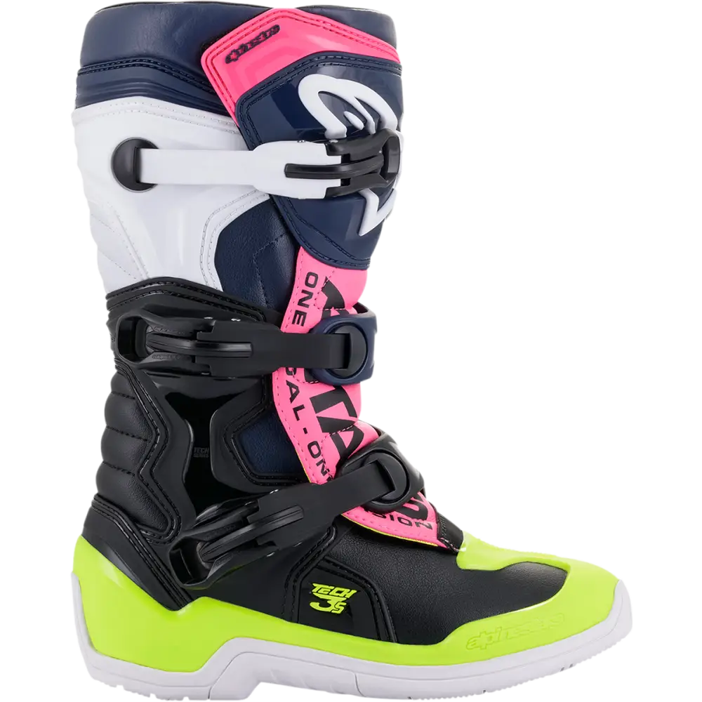 ALPINESTARS Tech 3S Boots - Black/Blue/Pink/White/Yellow - US 3 2014018-1176-3