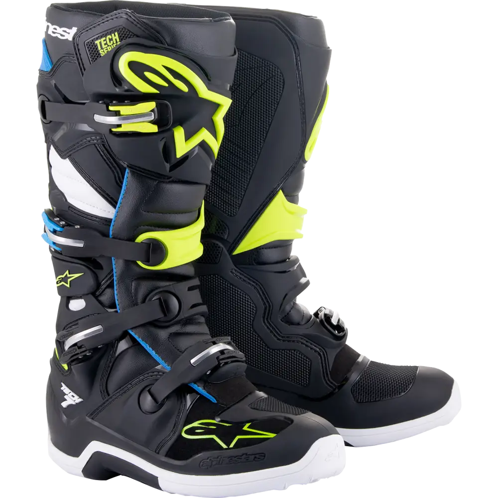 ALPINESTARS Tech 7 Boots - Black/Blue/Yellow Fluorescent - US 7 - 2012014-1795-7 - Footwear Group