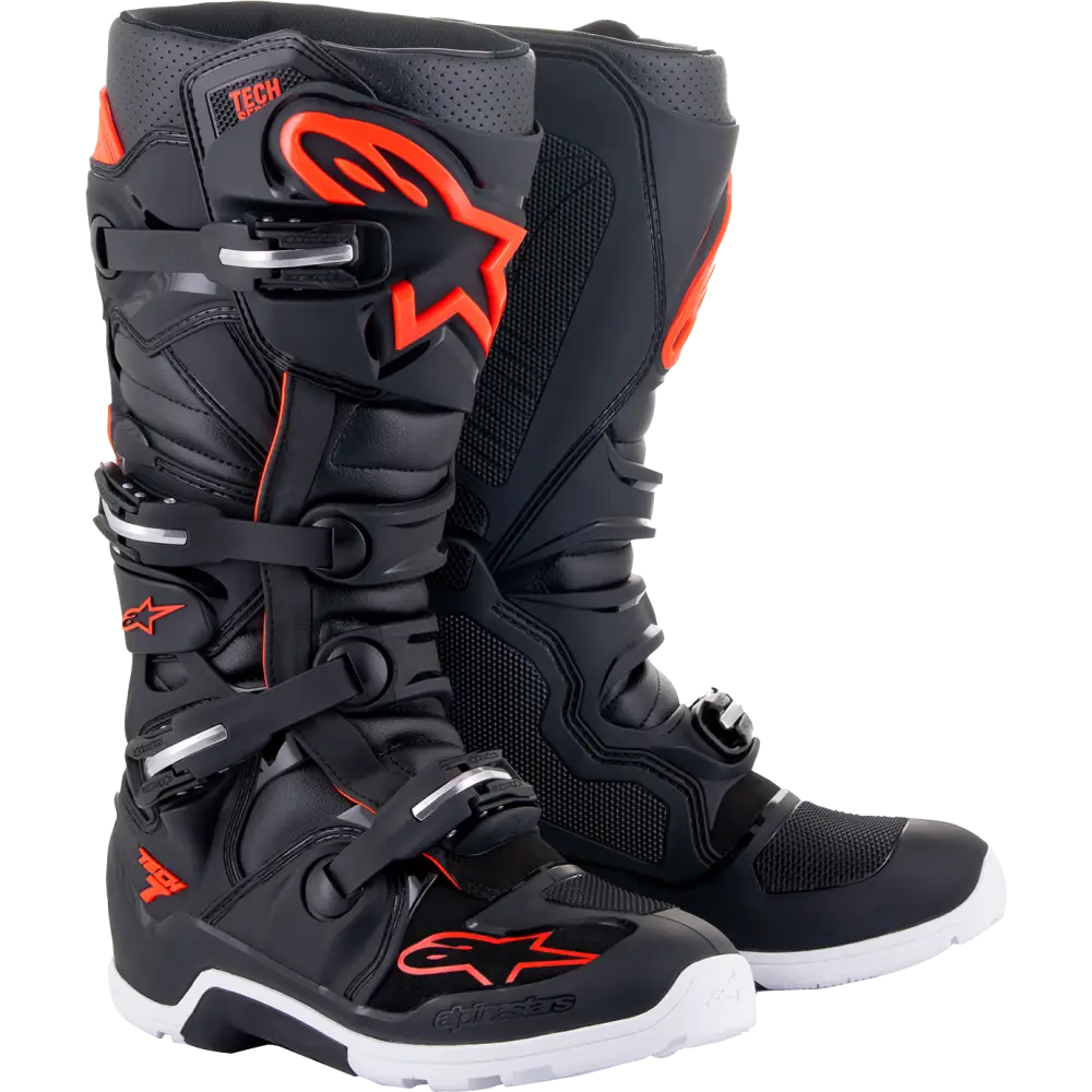 ALPINESTARS Tech 7 Enduro Boots - Black/Red Fluorescent - US 7 2012114-1030-7