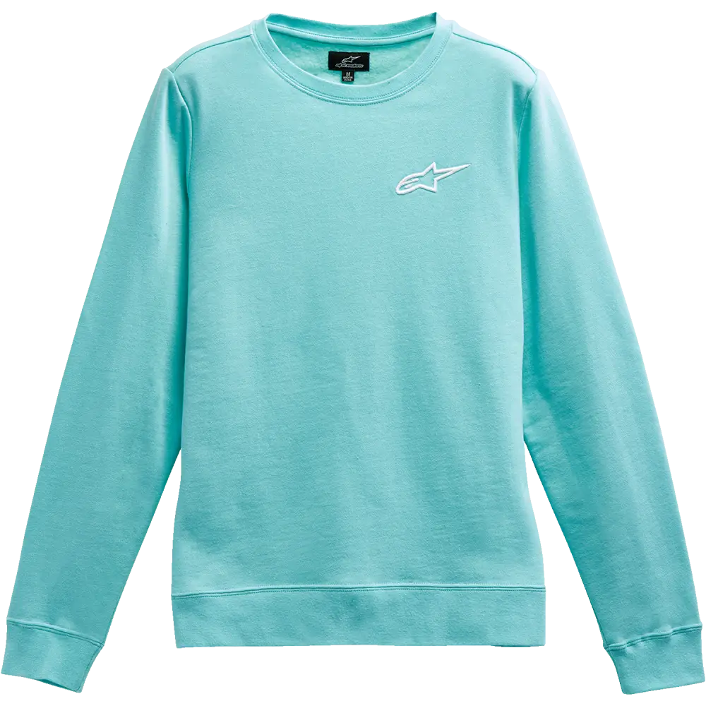 ALPINESTARS Women's Ageless Crew Fleece - Light Aqua/White - Large 1232518207226L