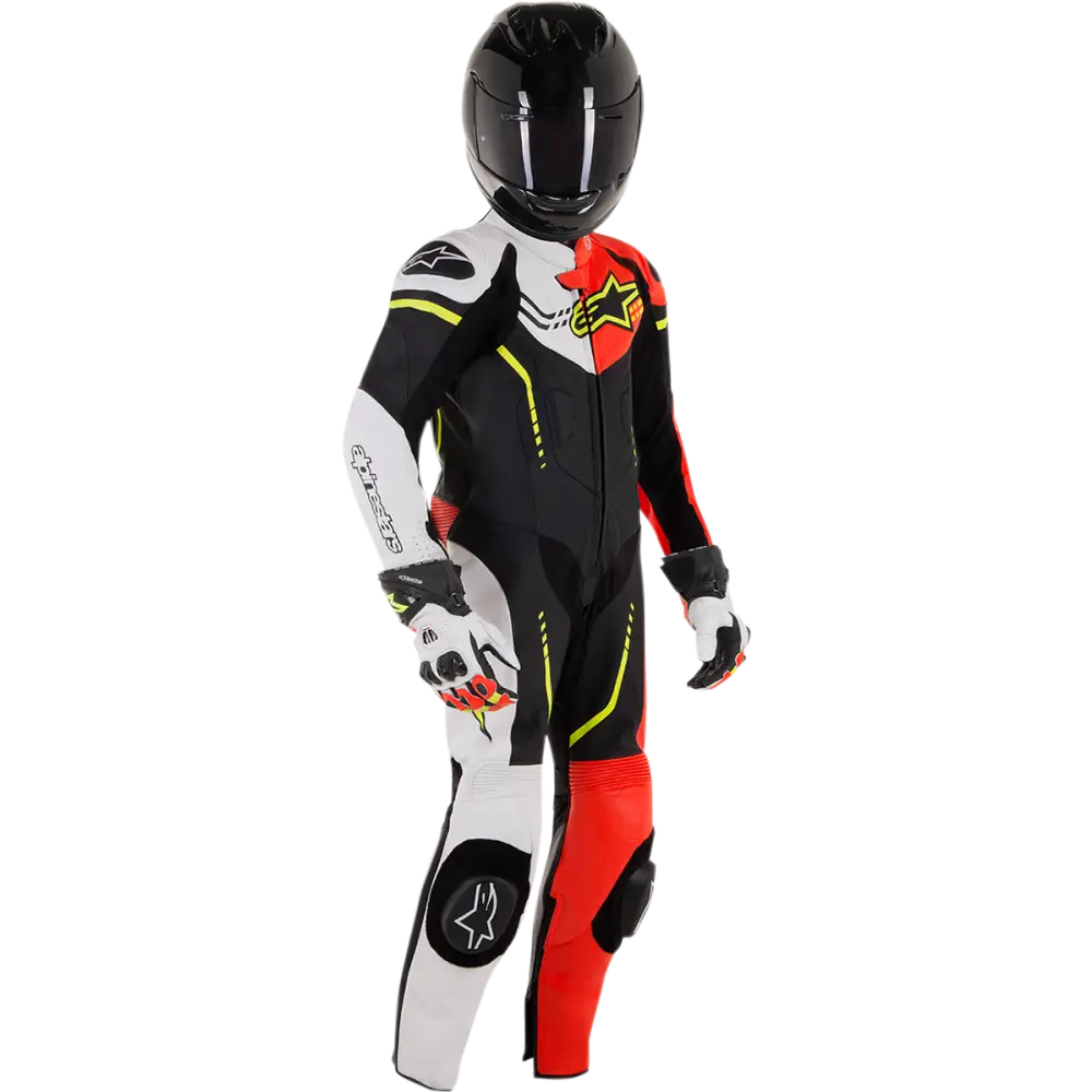ALPINESTARS Youth GP Plus 1-Piece Leather Suit - Black/White/Red Fluorescent/Yellow Fluorescent - US 28 / EU 150 31405181236150
