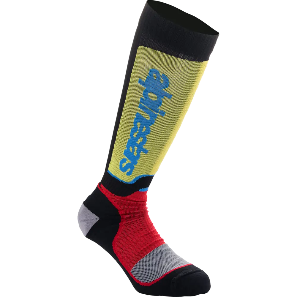 ALPINESTARS Youth MX Plus Socks - Black/White/Yellow/Blue - Medium/Large 4742324-1212-ML