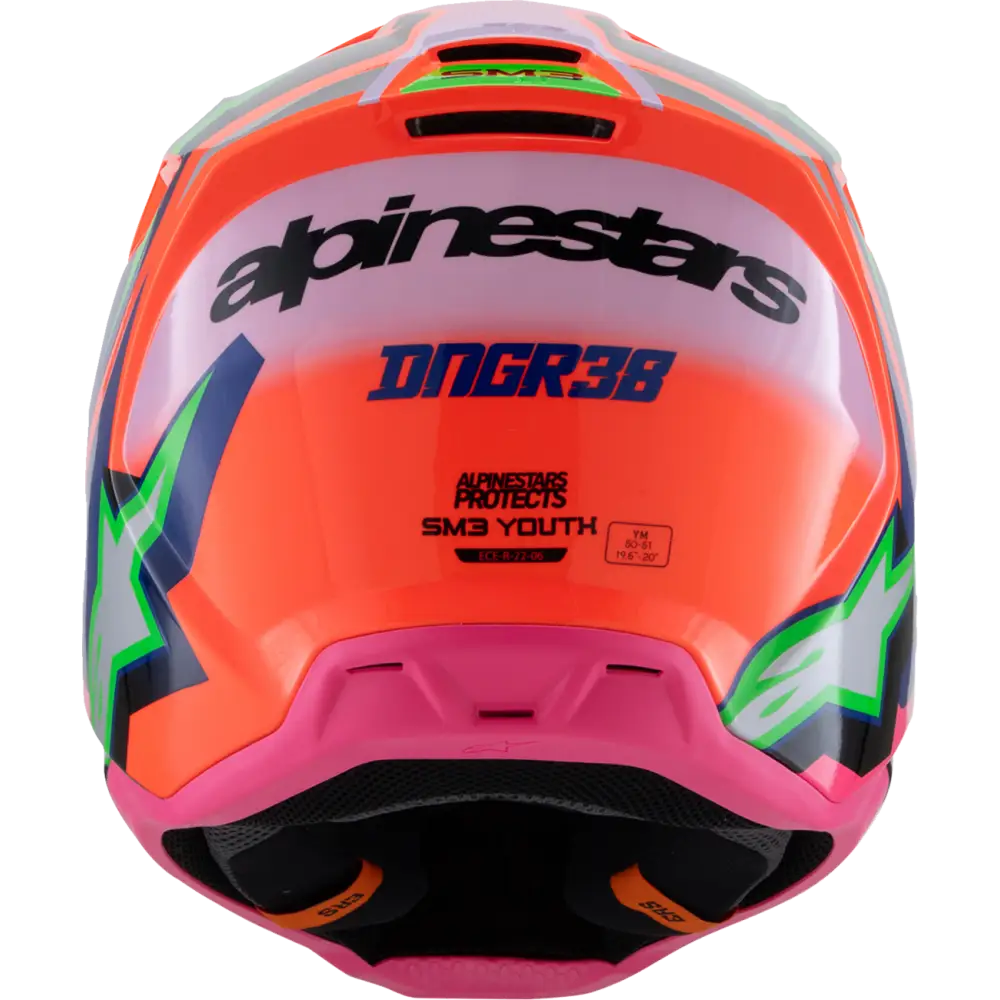 ALPINESTARS Youth SM3 Helmet - Deegan - Gloss Orange Fluo/Purple/Pink Fluo - Small 8301425-433-YS