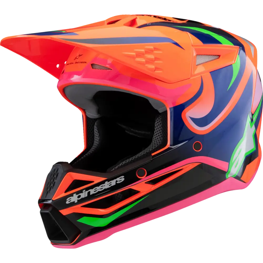 ALPINESTARS Youth SM3 Helmet - Deegan - Gloss Orange Fluo/Purple/Pink Fluo - Medium 8301425-433-YM