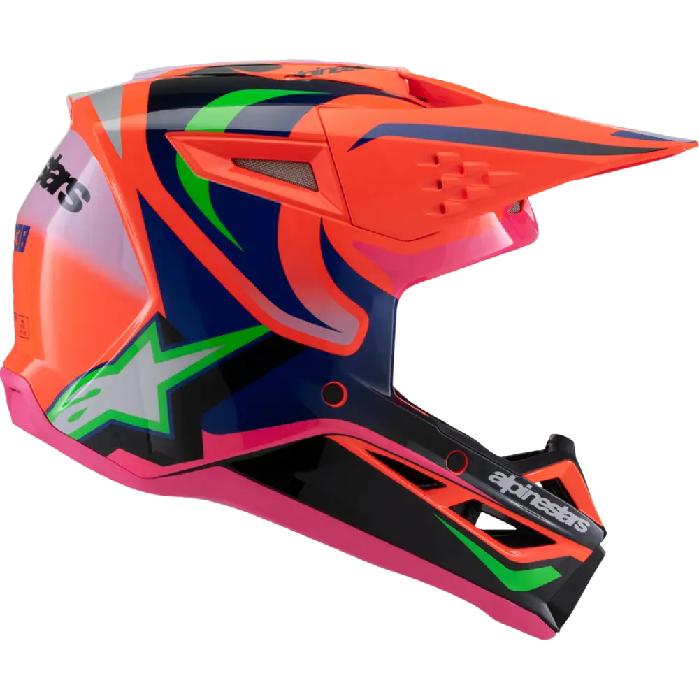 ALPINESTARS Youth SM3 Helmet - Deegan - Gloss Orange Fluo/Purple/Pink Fluo - Large 8301425-433-YL