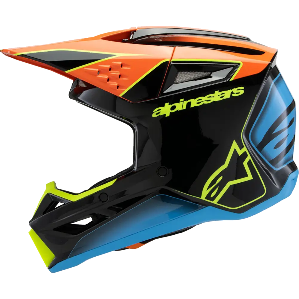 ALPINESTARS Youth SM3 Helmet - Fray - Gloss Black/Orange/Yellow Fluo - Large 8301625-1455-YL