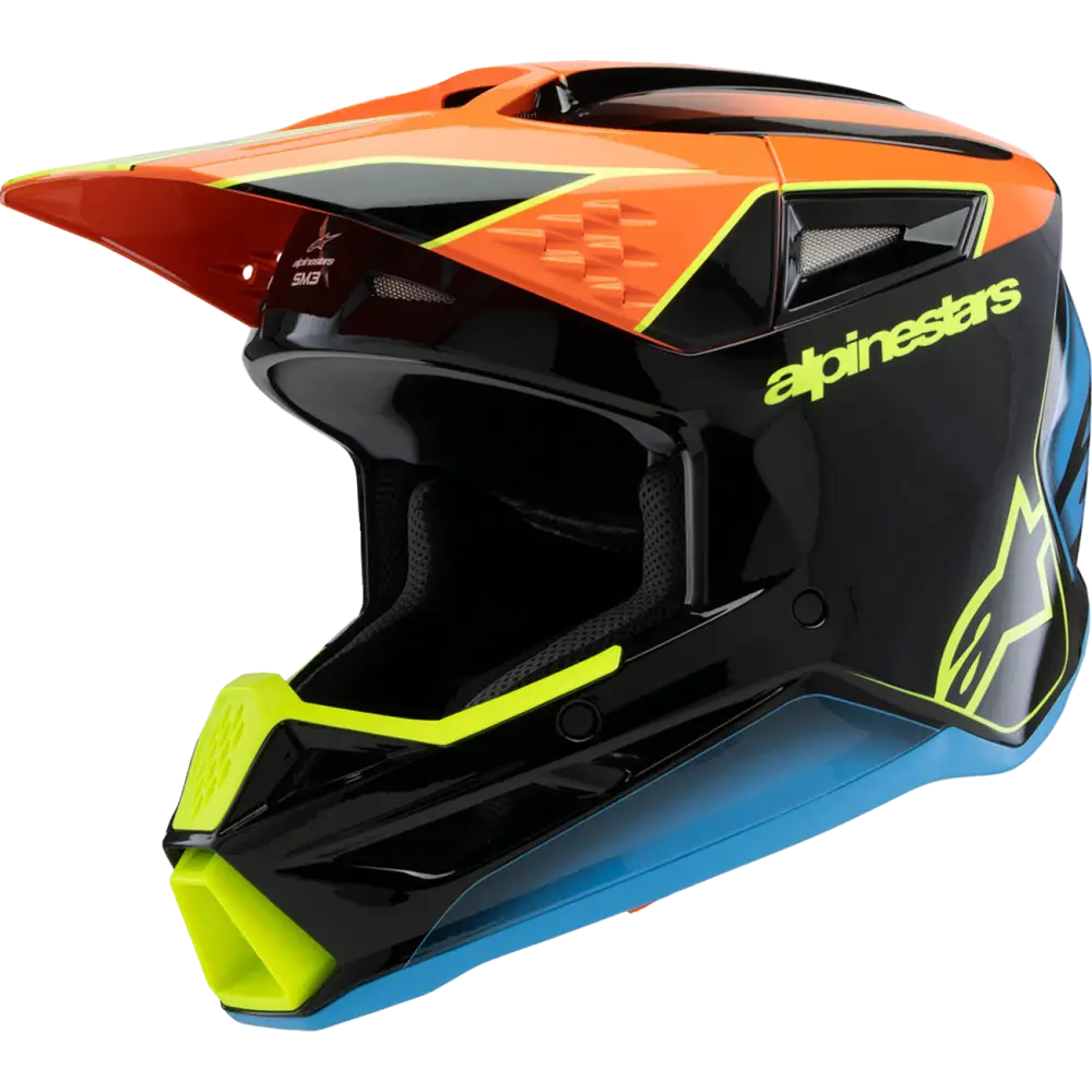 ALPINESTARS Youth SM3 Helmet - Fray - Gloss Black/Orange/Yellow Fluo - Small 8301625-1455-YS