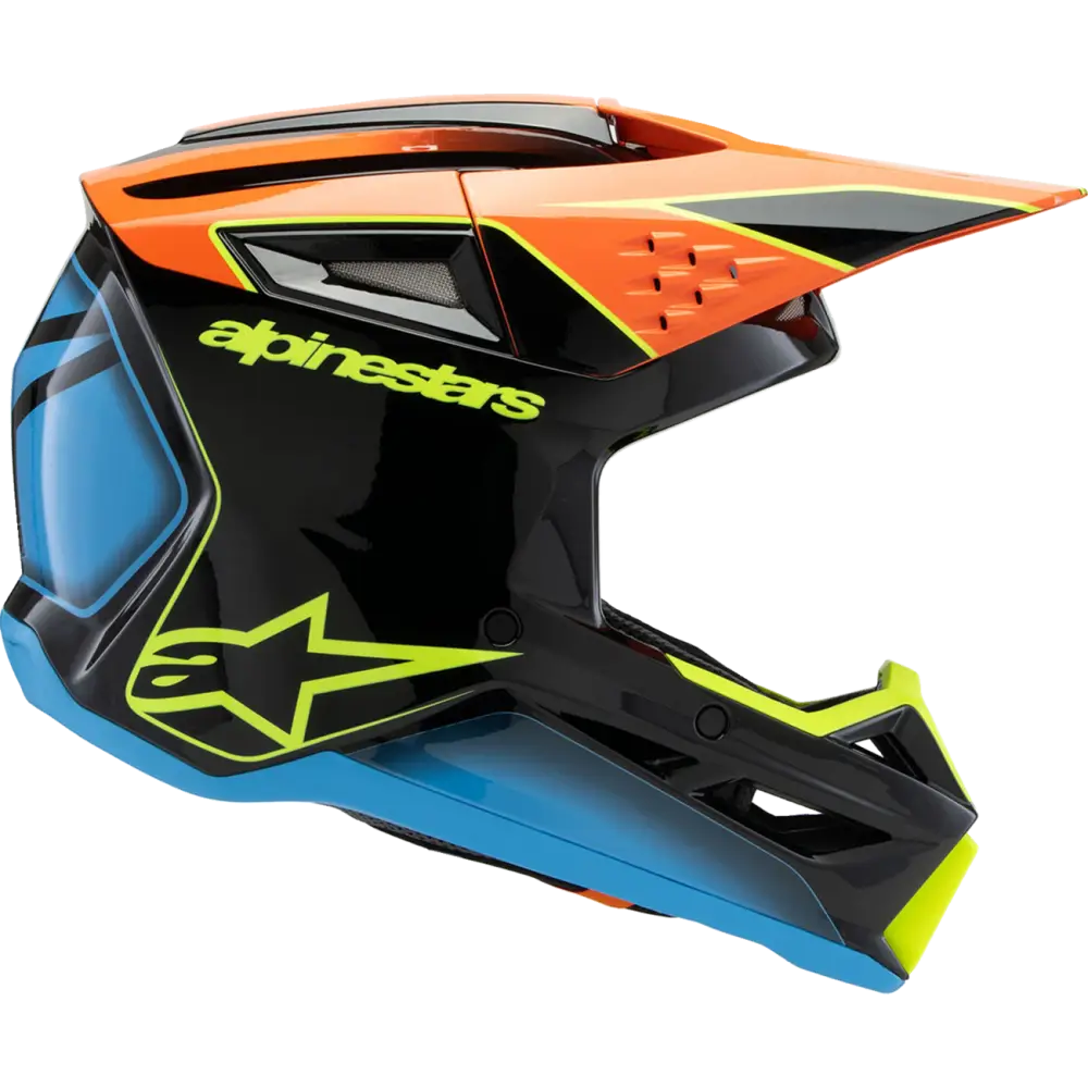 ALPINESTARS Youth SM3 Helmet - Fray - Gloss Black/Orange/Yellow Fluo - Large 8301625-1455-YL