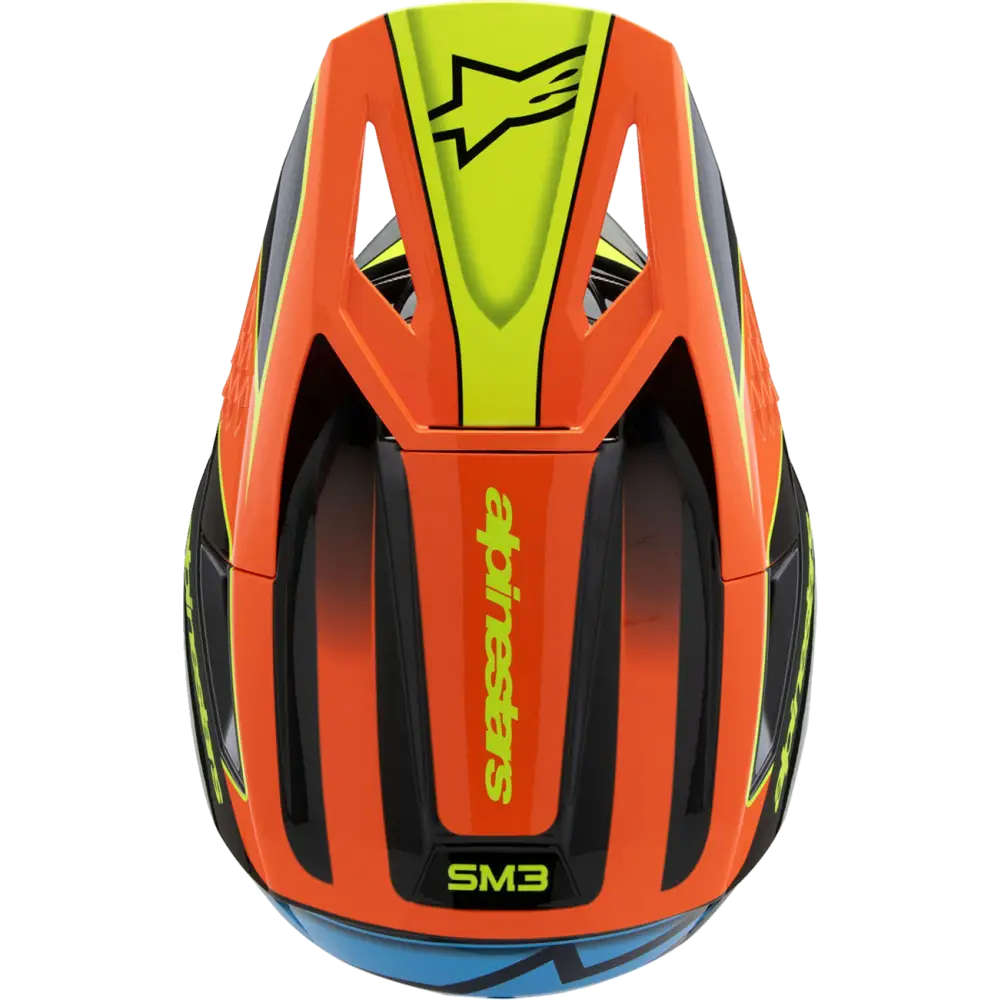 ALPINESTARS Youth SM3 Helmet - Fray - Gloss Black/Orange/Yellow Fluo - Medium 8301625-1455-YM