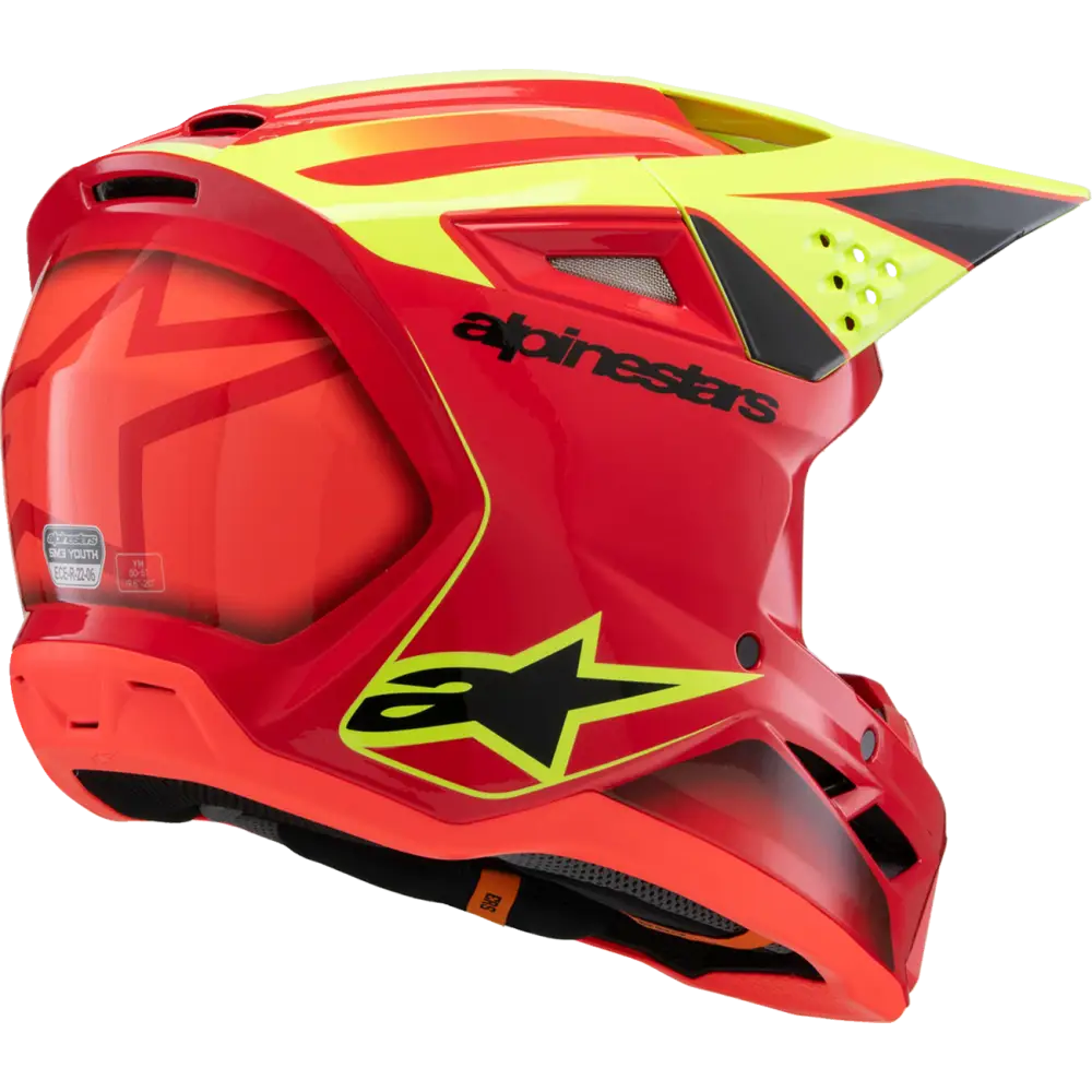 ALPINESTARS Youth SM3 Helmet - Fray - Gloss Red/Yellow Fluo/Black - Medium 8301625-3051-YM