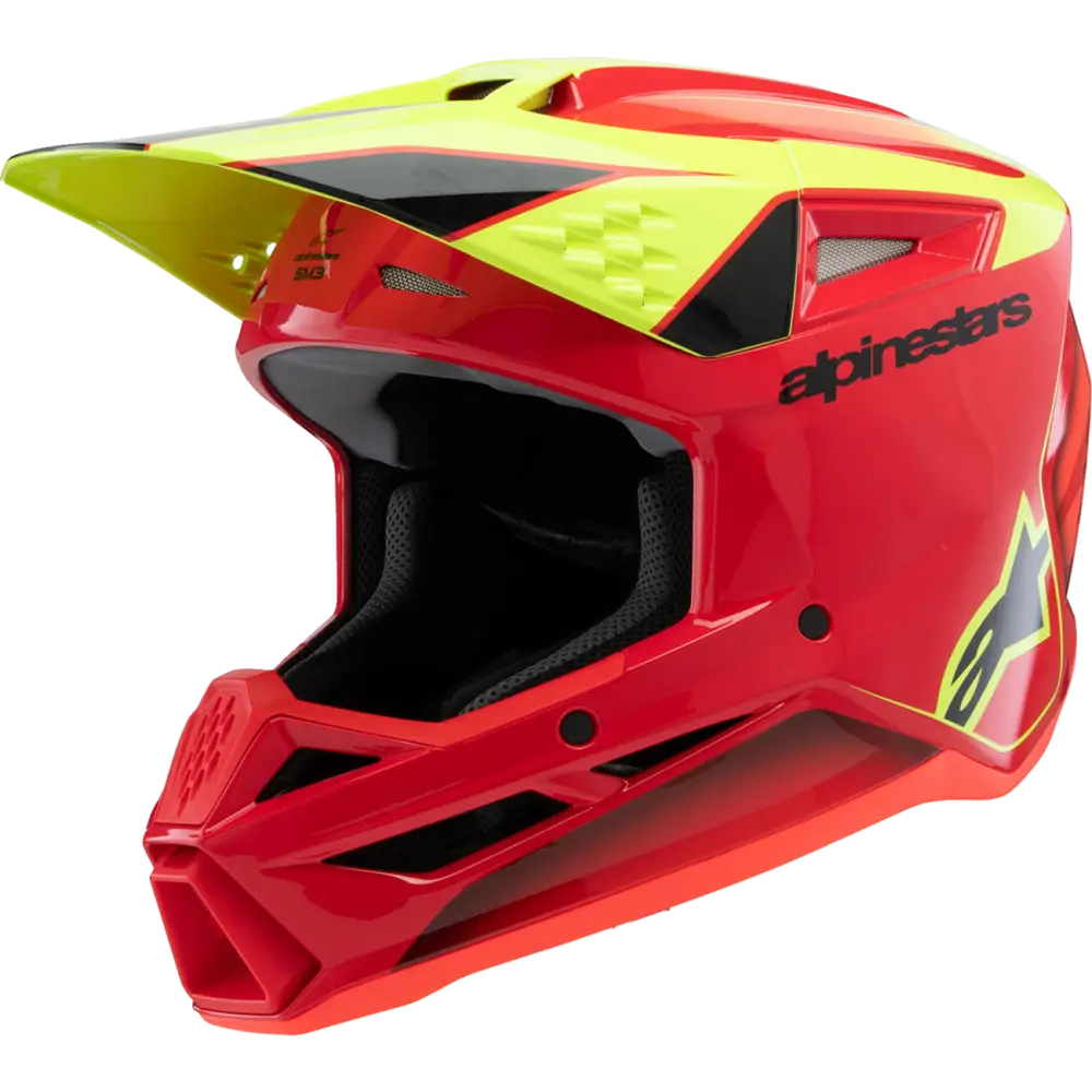 ALPINESTARS Youth SM3 Helmet - Fray - Gloss Red/Yellow Fluo/Black - Medium 8301625-3051-YM