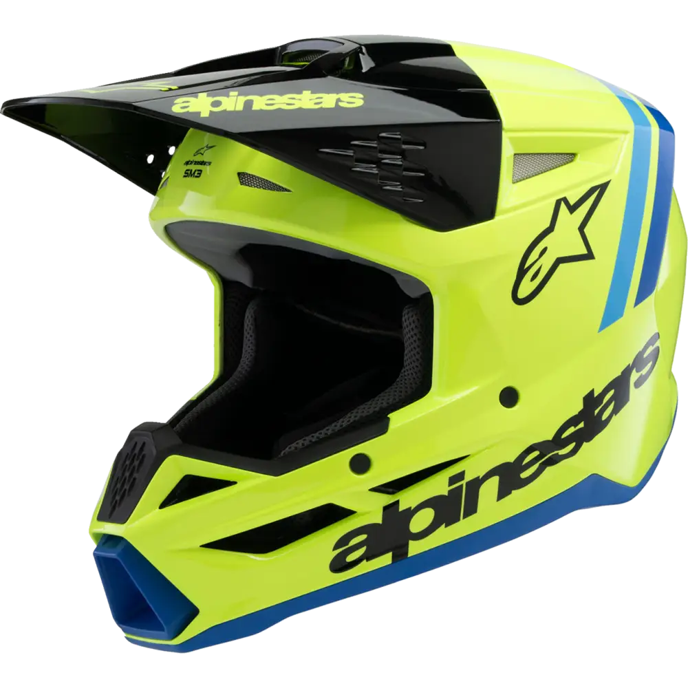 ALPINESTARS Youth SM3 Helmet - Radium - Gloss Yellow Fluo/Black/Blue - Medium 8301825-5017-YM