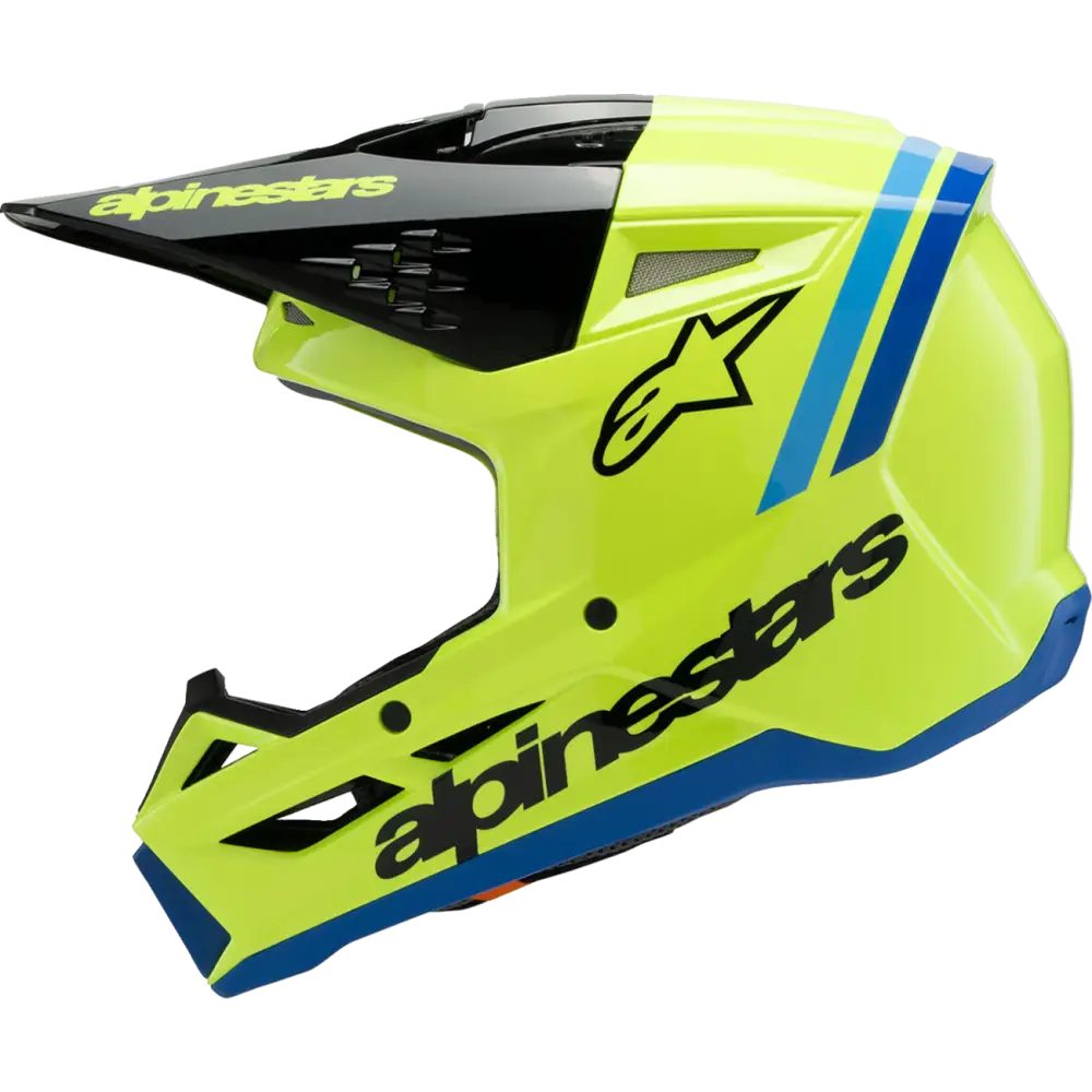 ALPINESTARS Youth SM3 Helmet - Radium - Gloss Yellow Fluo/Black/Blue - Small 8301825-5017-YS